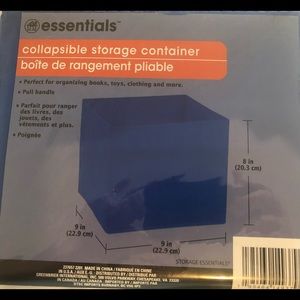 Essentials collapsible storage containers set of 3 blue 9x9x8 new